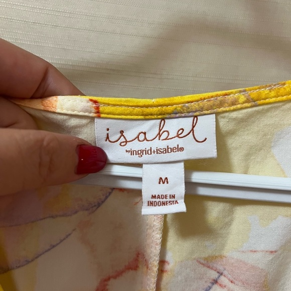 🔵 Ingrid & Isabel Yellow and Purple Maternity Floral Dress Size Medium - Picture 3 of 7